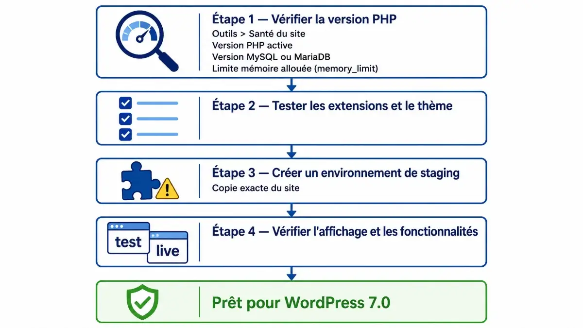 PHP, extensions, thème : le diagnostic avant la mise à jour — Faut il passer à wordpress 7.0